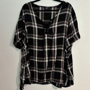 Angels - Black/White/Purple Plaid Shirt 3X
